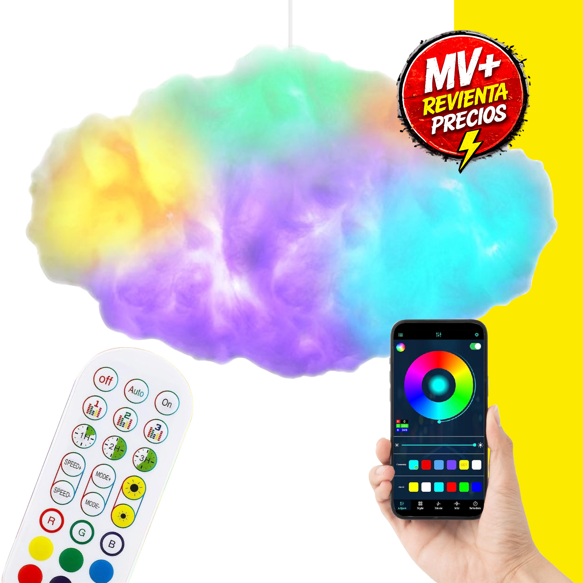Lampara Led 3D Decorativa De Nube RGB